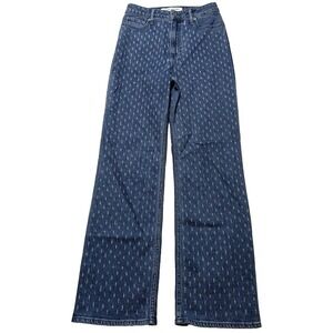 SOCIAL TOURIST ULTRA‎ HIGH RISE STRAIGHT Women 2R Dot Pattern Denim Blue Jeans
